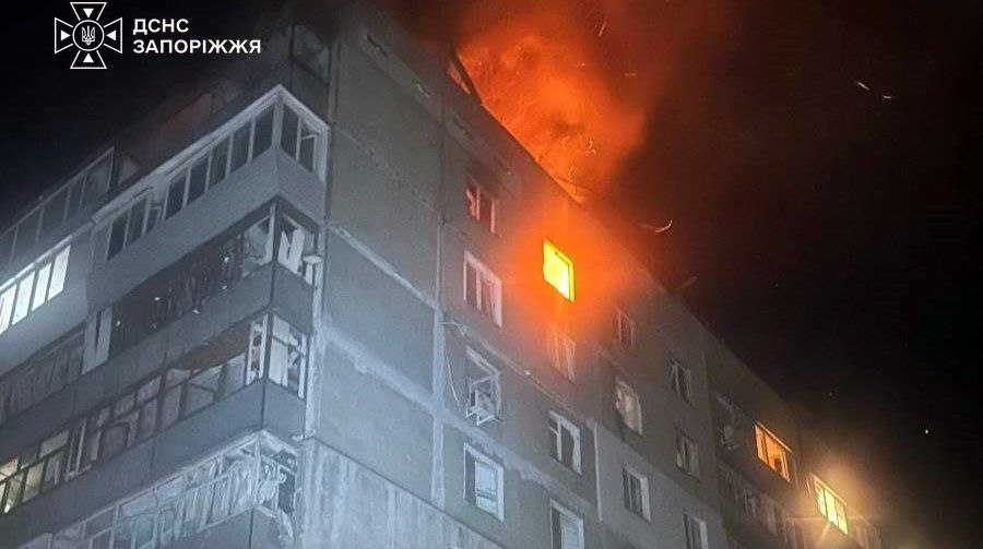 Russian drone strikes on Zaporizhzhia and Kyiv target civilians and infrastructure, killing one and injuring four